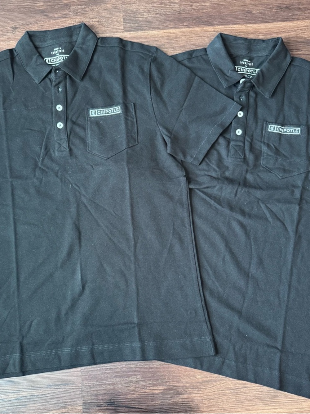 Chipotle Polo Shirt Mens Medium Bundle Lot of 2 Employee Uniform Work Wear Black